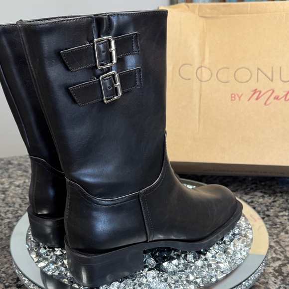 Coconuts by Matisse Basil Black mid calf Buckle moto Boots NEW 7 - Picture 10 of 17